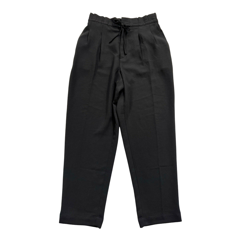 Madewell Paperbag Pants Womens 4 Black Drapey Drawstring Crepe Pockets High Rise